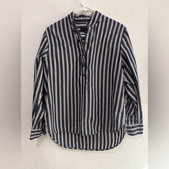 J.CREW Navy Blue Striped 100% Cotton Button-Up Shirt Size 8‎ - Picture 3 of 10